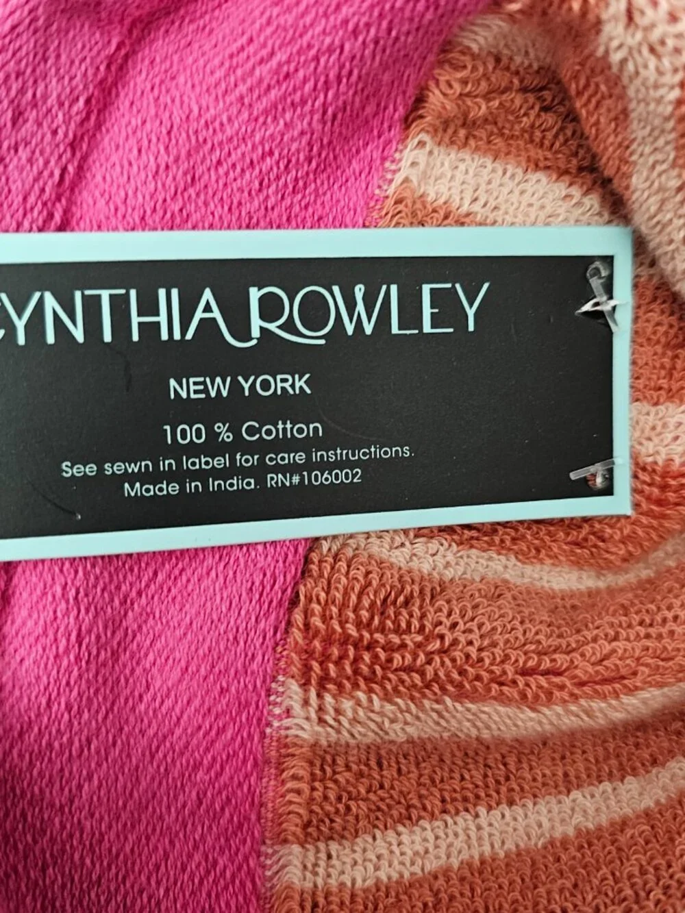 Cynthia Rowley New York Cotton Striped Bath Towel New 30